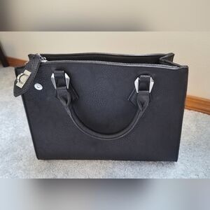 Charming Charlie Black 3 Compartment Purse With Wallet And Strap